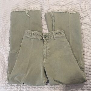 Zara Frayed Hem Green Marine Jeans